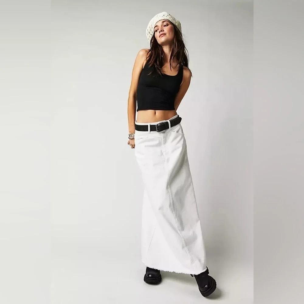 We The Free People Come As You Are Denim Maxi Skirt Size 2 - Picture 2 of 4